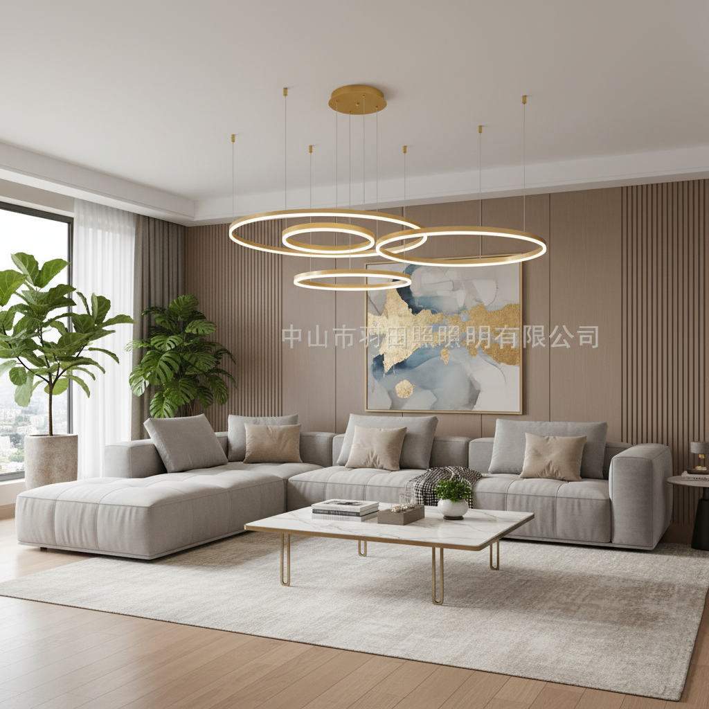 Minimalist LED Ring Chandelier — 3-Ring Modern Pendant Light